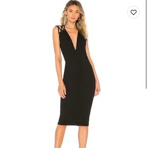 Black Knee Length Cocktail Dress - size small bodycon